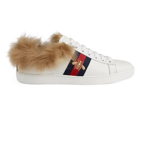 gucci sneakers fur lined collar|Gucci trainers white.